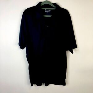 Black polyester short sleeve collared button placket spartan nash. large